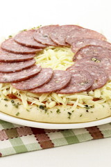 raw italian salami pizza