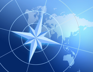 世界地図とコンパス