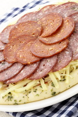 raw salami and pepperoni pizza