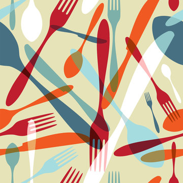 Cutlery transparent silhouette pattern background