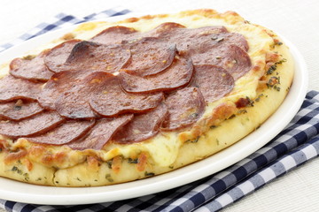 salami and pepperoni pizza