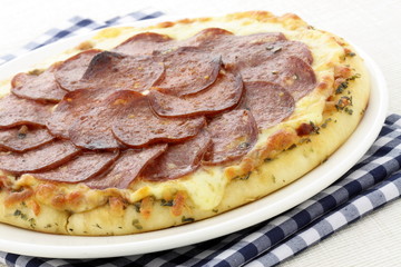 salami and pepperoni pizza