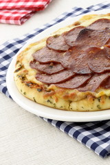 salami and pepperoni pizza