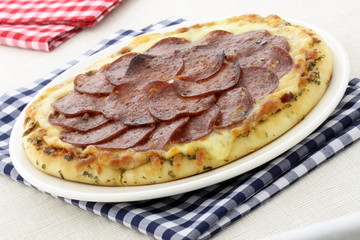 salami and pepperoni pizza