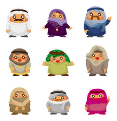 cartoon Arabian people icons