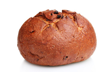 delicious round rye bread isolated on white