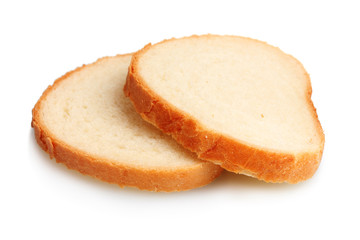 two slices of wheat bread isolated on white