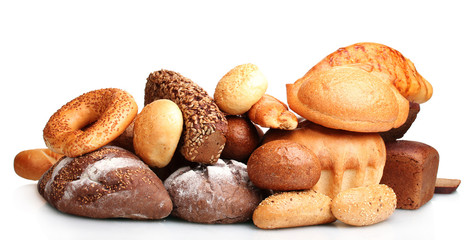 Fototapeta na wymiar tasty breads and rolls isolated on white
