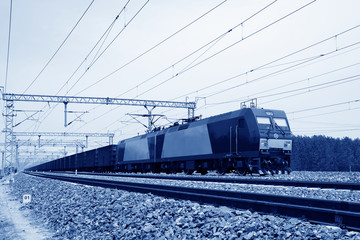 Naklejka premium locomotive running on railway