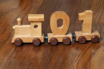 Wooden train of numbers