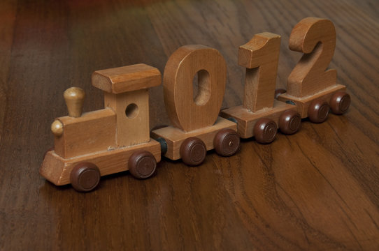 Wooden train of numbers