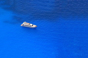 Top view of luxury yacht