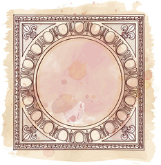 Chapiter- hand draw sketch doric architectural order & vintage w