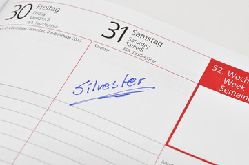 Silvester Termin im Kalender notiert