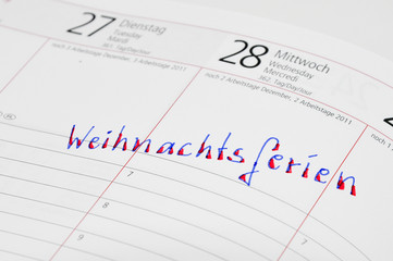 Weihnachtsferien Termin im Kalender notiert
