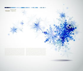 Christmas  background with abstract winter  blue snowflakes