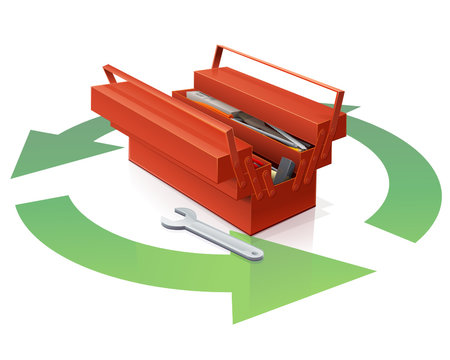 Recyclage de boite à outils et ses outils (reflet)