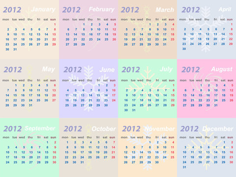 Calendar 2012 year