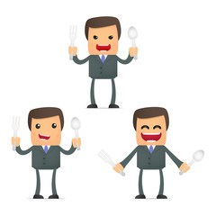 set of funny cartoon businessman