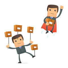 set of funny cartoon businessman