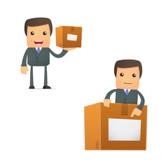 set of funny cartoon businessman