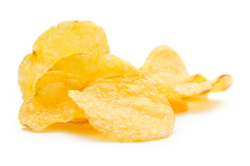 Potato chips isolated on white