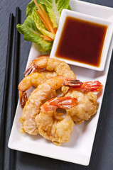 Garnelen Tempura mit Sauce
