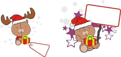 teddy bear baby cartoon xmas sticker