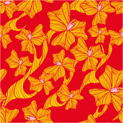 Floral seamless pattern in orange