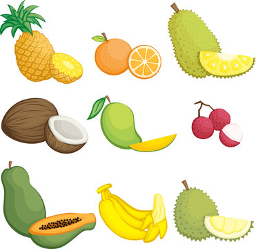 Tropical fruits icons
