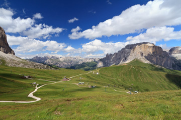 Fototapeta na wymiar Passo Sella - Sella pass, Italian Dolomites