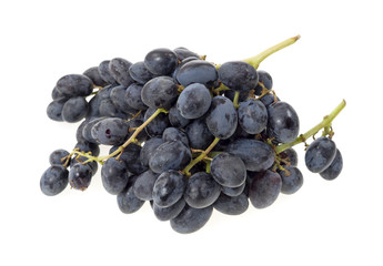 Two bunches of black grapes
