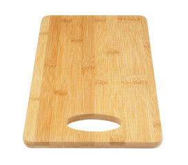 Bamboo chopping board isolated on white