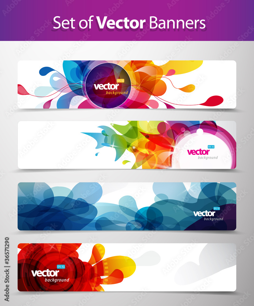 Wall mural set of abstract colorful web headers.