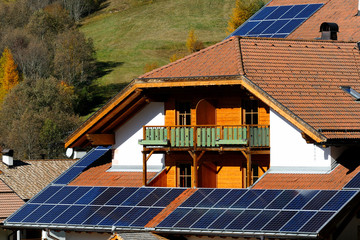Photovoltaic modules on an Hotel, in the Alps, Italy