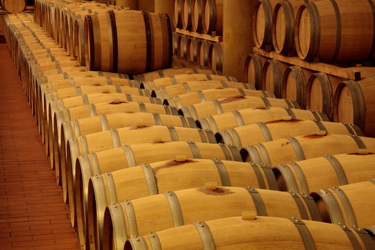 Weinkeller, Eichenf&auml;sser, Rotwein, Gew&ouml;lbekeller