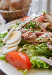 Fresh fruits salad and ham