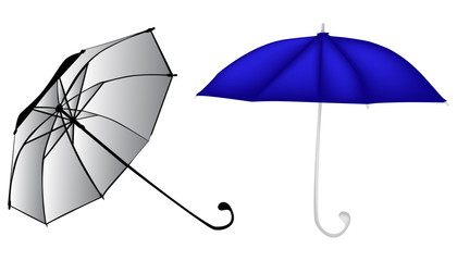two umbrellas isolated on white