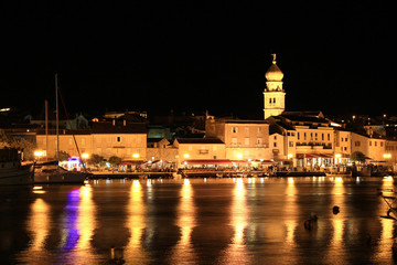 Fototapeta na wymiar Evening in the Town of Krk, waterfront