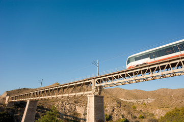 Train crossing a bridge