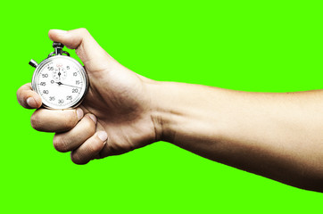 pushing stopwatch button