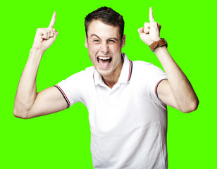 crazy man over removable chroma key background