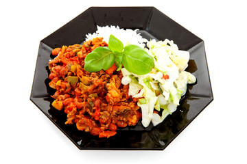 plate with delicious chilli con carne