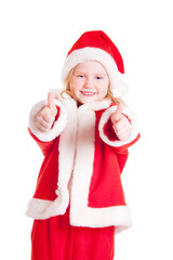 little girl in the santa claus hat