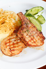 salmon steak with potatoes