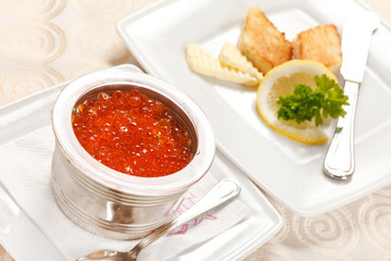 red caviar with toast