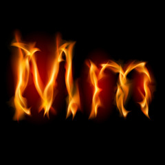 Fiery font. Letter M