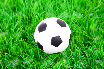 Fototapeta premium One soccer ball on plastic grass