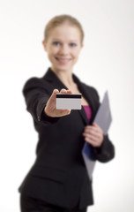 Fototapeta premium business woman with a credit card