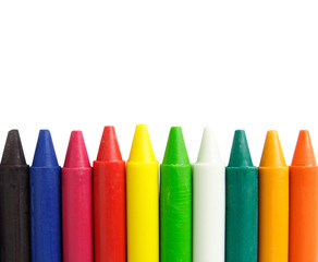 Wax crayons on white background